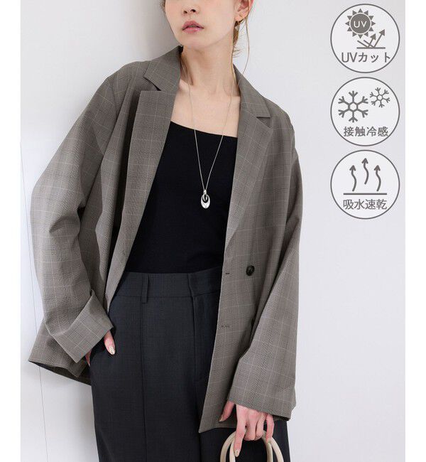 Rope&rsquo;Picnic「【接触冷感・UVカット・速乾】【リネンライク・シリーズ】シアーテーラードジャケット/セットアップ対応」|テーラードジャケット|グレーサブ(09)