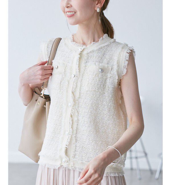 Rope&rsquo;Picnic「【WEB限定カラー】【サマー・ツイード】着丈が選べるジレベスト/スリーブレスカーディガン」|カーディガン|キナリ(16)