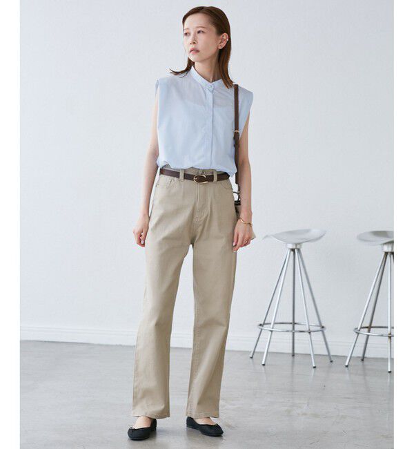 Rope&rsquo;Picnic「【UVカット・接触冷感・イージーケア】バンドカラーノースリーブシャツ/通勤対応」|シャツ・ブラウス|