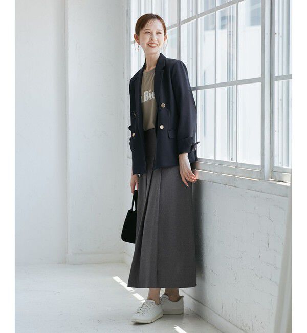 Rope&rsquo;Picnic「レディハンサムシリーズ ウールライク金ボタンジャケット(半裏地)/セットアップ・通勤対応」|テーラードジャケット|