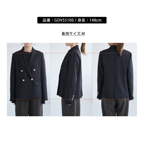 Rope&rsquo;Picnic「レディハンサムシリーズ ウールライク金ボタンジャケット(半裏地)/セットアップ・通勤対応」|テーラードジャケット|