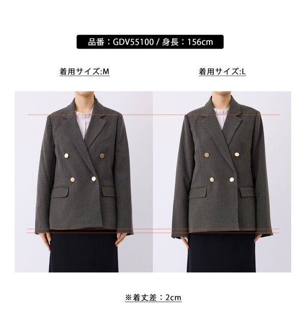 Rope&rsquo;Picnic「レディハンサムシリーズ ウールライク金ボタンジャケット(半裏地)/セットアップ・通勤対応」|テーラードジャケット|