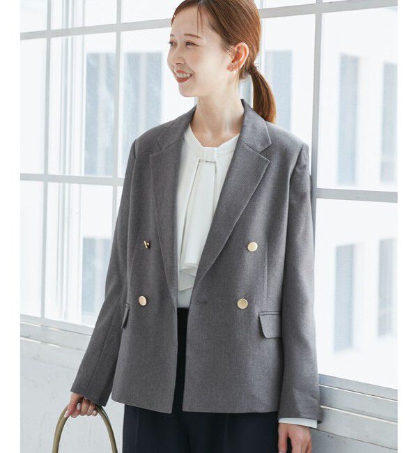 Rope&rsquo;Picnic「レディハンサムシリーズ ウールライク金ボタンジャケット(半裏地)/セットアップ・通勤対応」|テーラードジャケット|