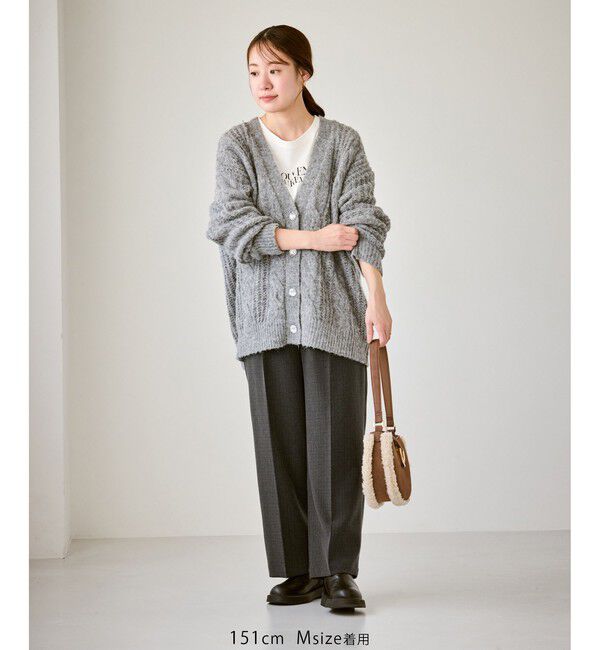 Rope&rsquo;Picnic「【低身長・小柄さんサイズ】レディハンサムシリーズ ウールライクウエストタックセミワイドパンツ」|スラックス|