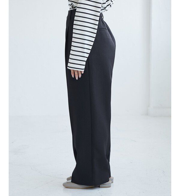 Rope&rsquo;Picnic「【低身長・小柄さんサイズ】レディハンサムシリーズ ウールライクウエストタックセミワイドパンツ」|スラックス|