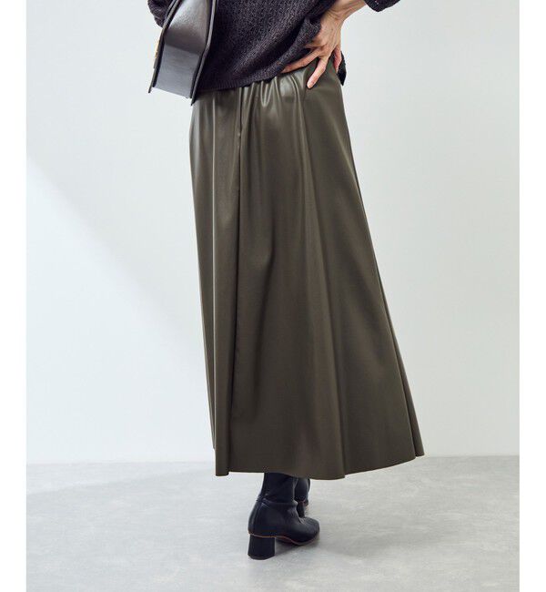 Rope&rsquo;Picnic「シンセティックレザーフレアロングスカート」|スカート|