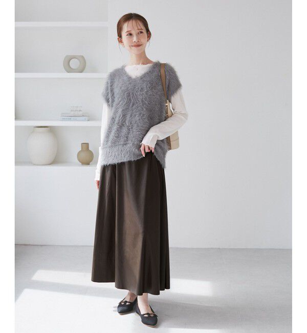 Rope&rsquo;Picnic「シンセティックレザーフレアロングスカート」|スカート|