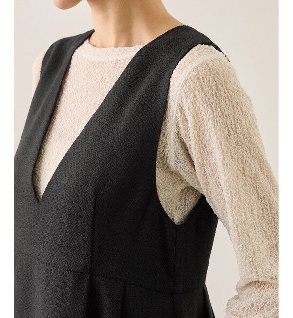 Rope&rsquo;Picnic「【新色追加】レイヤード風ペプラムジャンパースカート」|ワンピース|