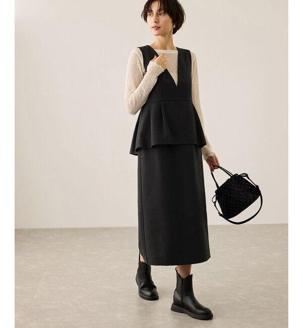 Rope&rsquo;Picnic「【新色追加】レイヤード風ペプラムジャンパースカート」|ワンピース|