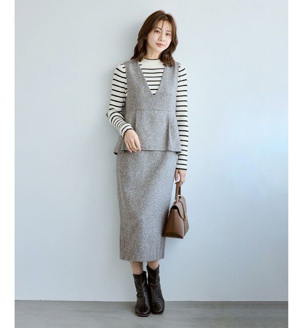 Rope&rsquo;Picnic「【新色追加】レイヤード風ペプラムジャンパースカート」|ワンピース|グレー(07)