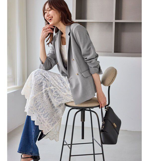 Rope&rsquo;Picnic「カナパ 金ボタンジャケット/セットアップ対応・UV・抗菌防臭・接触冷感」|テーラードジャケット|