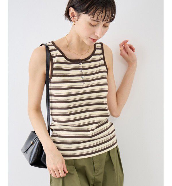 Rope&rsquo;Picnic「マルチボーダーヘンリーネックタンクトップ」|タンクトップ|