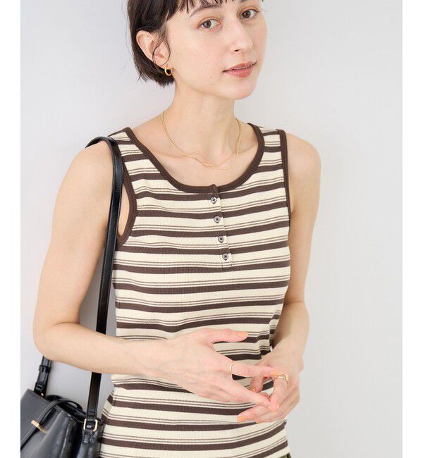 Rope&rsquo;Picnic「マルチボーダーヘンリーネックタンクトップ」|タンクトップ|