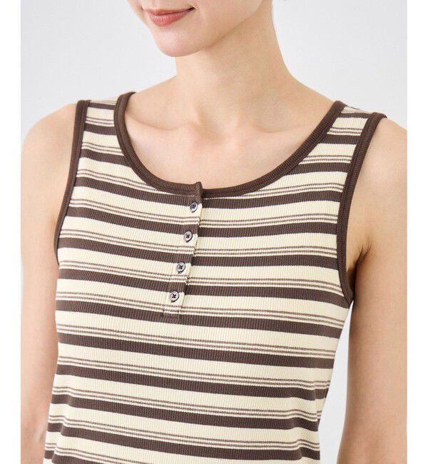 Rope&rsquo;Picnic「マルチボーダーヘンリーネックタンクトップ」|タンクトップ|
