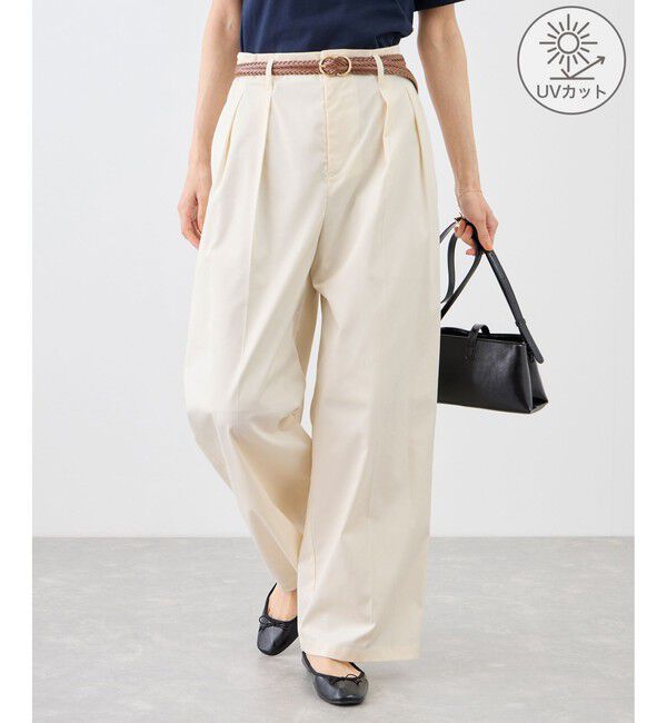Rope&rsquo;Picnic「タックデザインチノパンツ/UVカット」|チノ|オフホワイト(15)