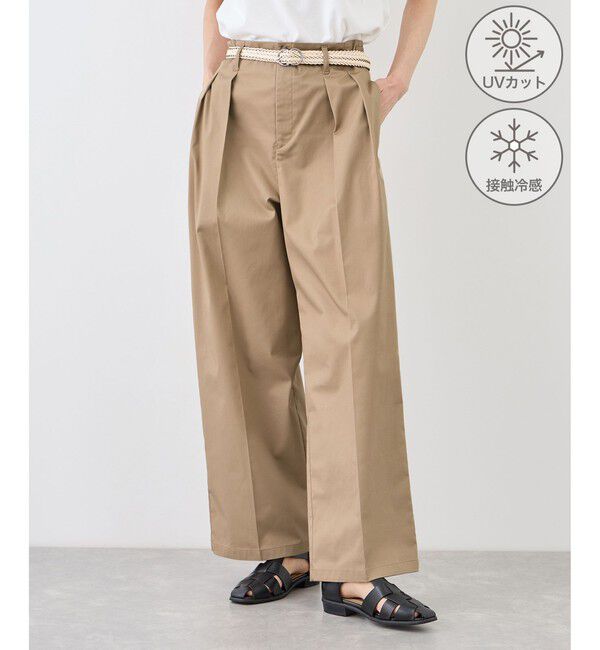 Rope&rsquo;Picnic「タックデザインチノパンツ/UVカット」|チノ|ベージュ(27)