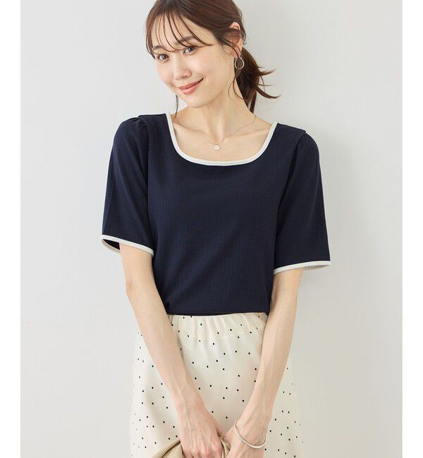 Rope&rsquo;Picnic「前後2WAY配色テレコリボンディテールトップス」|Tシャツ・カットソー|