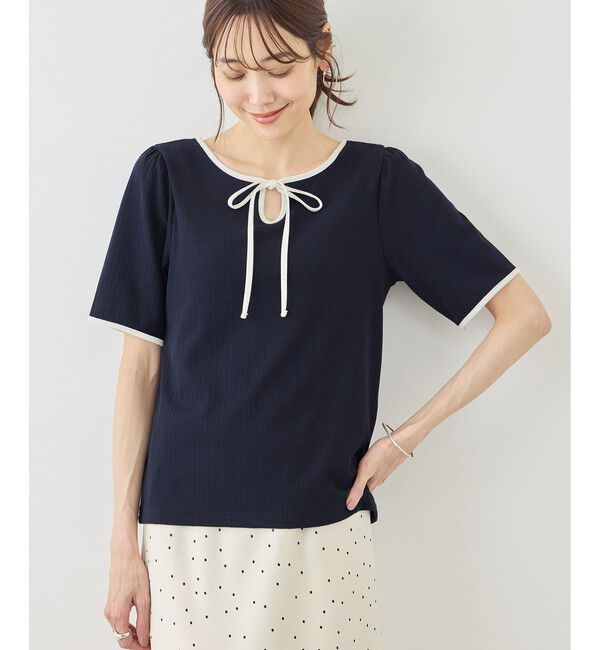 Rope&rsquo;Picnic「前後2WAY配色テレコリボンディテールトップス」|Tシャツ・カットソー|
