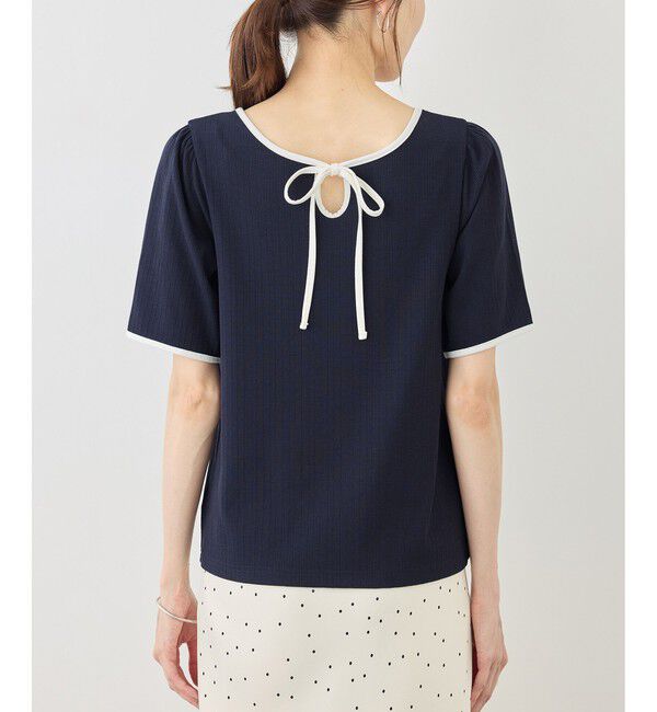 Rope&rsquo;Picnic「前後2WAY配色テレコリボンディテールトップス」|Tシャツ・カットソー|