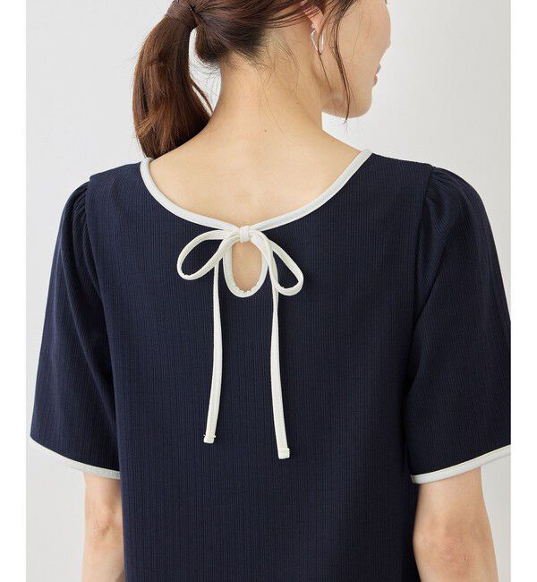 Rope&rsquo;Picnic「前後2WAY配色テレコリボンディテールトップス」|Tシャツ・カットソー|