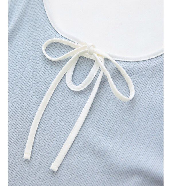 Rope&rsquo;Picnic「前後2WAY配色テレコリボンディテールトップス」|Tシャツ・カットソー|