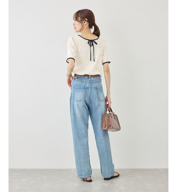 Rope&rsquo;Picnic「前後2WAY配色テレコリボンディテールトップス」|Tシャツ・カットソー|