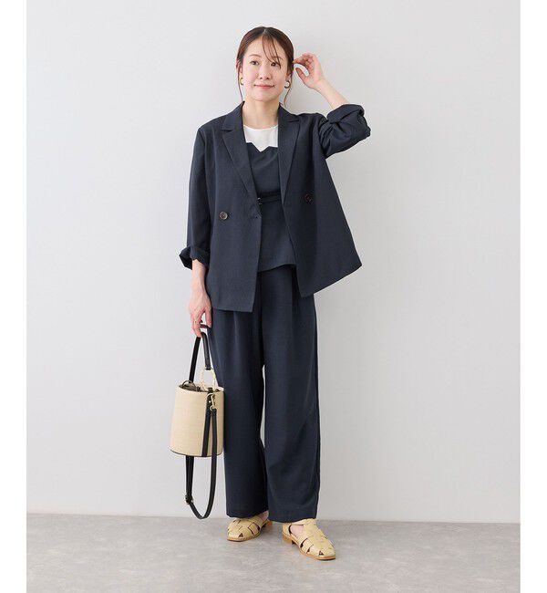 Rope&rsquo;Picnic「【cahoさんコラボ】低身長・小柄さんサイズ エアリーリネンライク ドッキングカットトップス」|Tシャツ・カットソー|