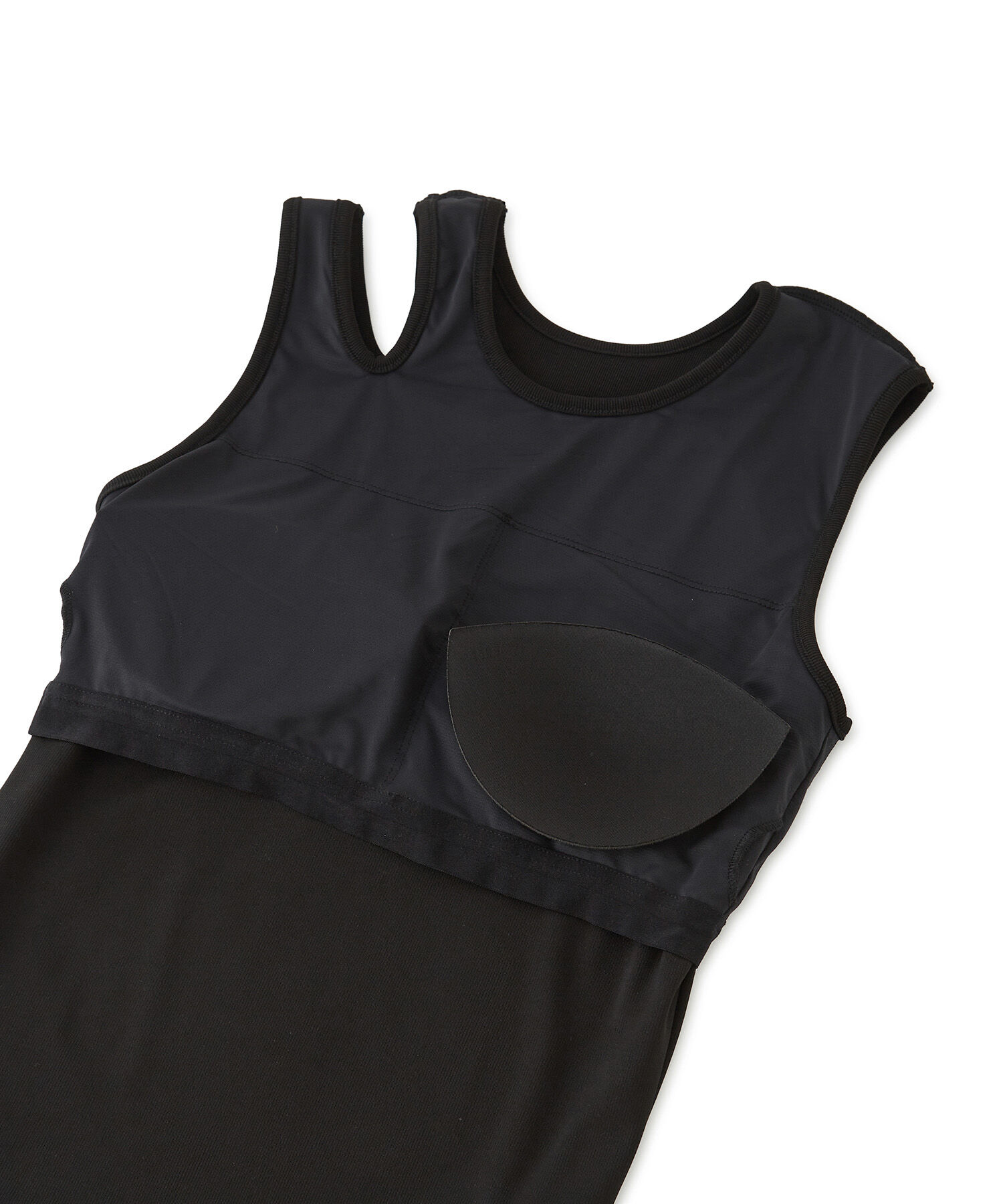 ADAM ET ROPE'「【接触冷感・洗える】カップ付きアシンメトリーカッティングタンク」|タンクトップ|