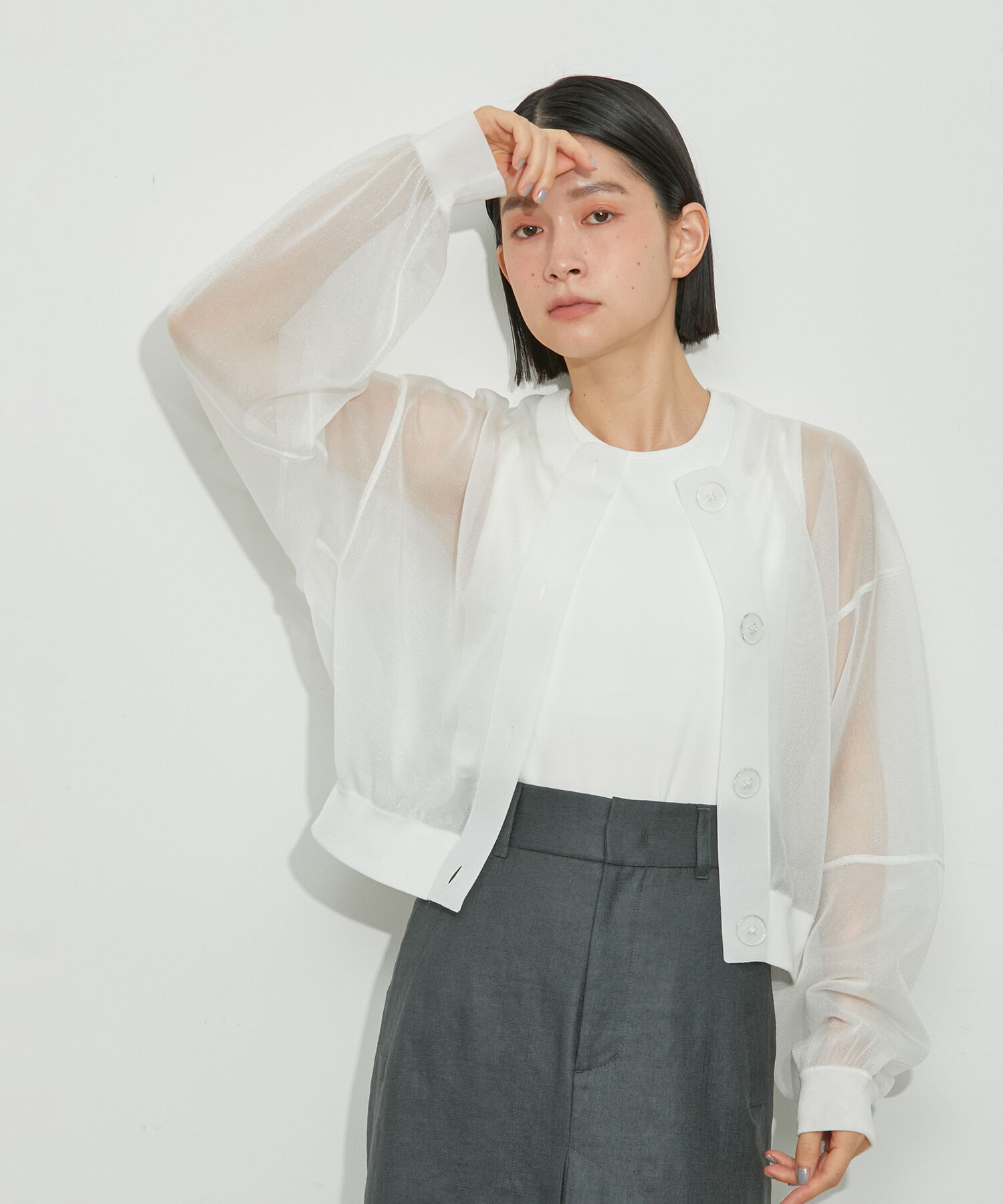 ADAM ET ROPE'「【接触冷感・洗える】カップ付きアシンメトリーカッティングタンク」|タンクトップ|