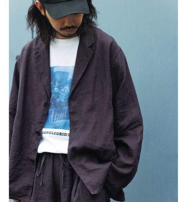 ADAM ET ROPE'「ボックスシルエット リネン シャツ ジャケット / セットアップ可能」|テーラードジャケット|