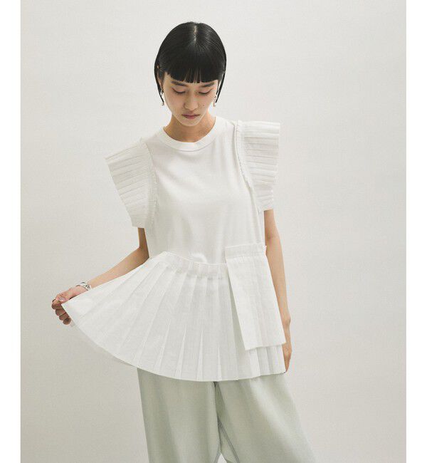 ADAM ET ROPE'「【サステナブル】プリーツコンビプルオーバー」|Tシャツ・カットソー|