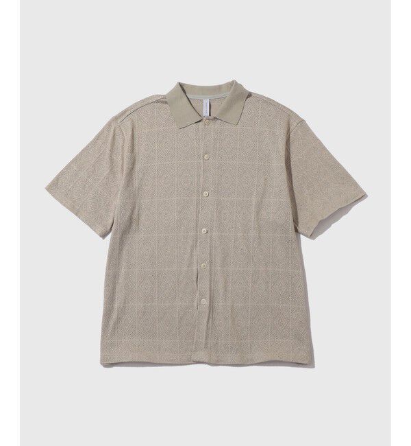 ADAM ET ROPE'「メッシュジャガードポロニットシャツ」|ポロシャツ|ライトグレー(08)