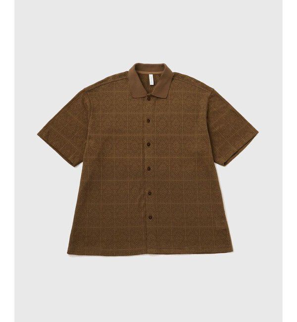 ADAM ET ROPE'「メッシュジャガードポロニットシャツ」|ポロシャツ|キャメル系(26)