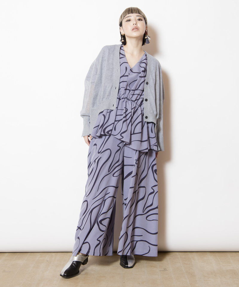  「プリントVネックギャザーブラウス」|シャツ・ブラウス|