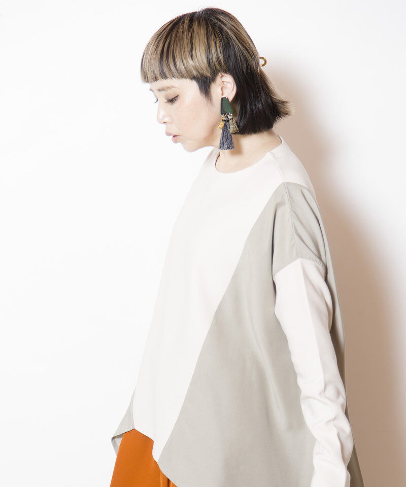  「アシンメトリー切替フレアープルオーバー」|Tシャツ・カットソー|