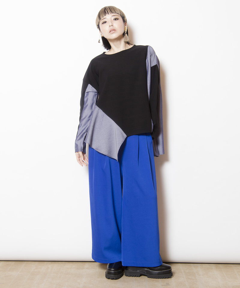  「アシンメトリー切替フレアープルオーバー」|Tシャツ・カットソー|