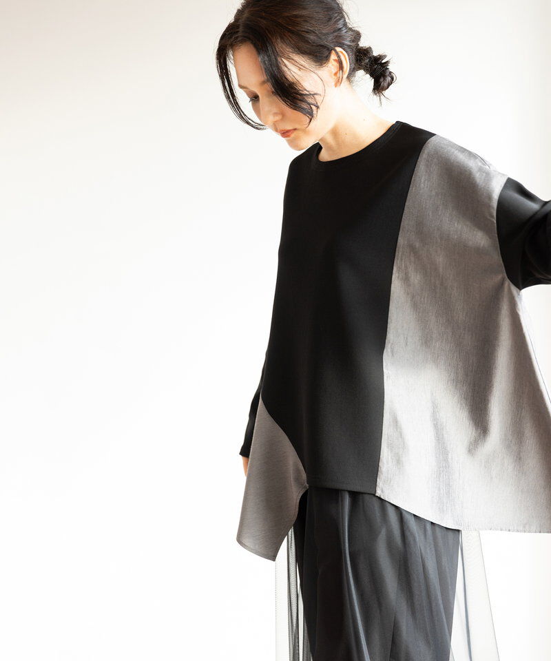  「アシンメトリー切替フレアープルオーバー」|Tシャツ・カットソー|