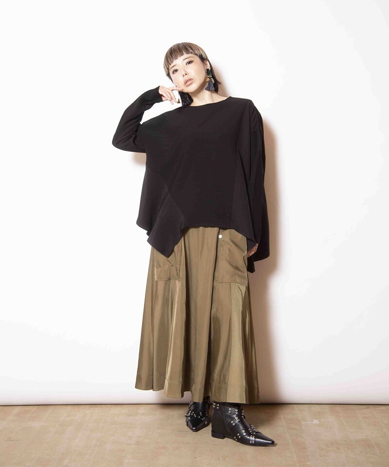 「アシンメトリー切替フレアープルオーバー」|Tシャツ・カットソー|