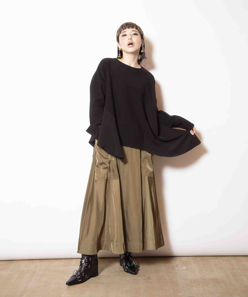  「アシンメトリー切替フレアープルオーバー」|Tシャツ・カットソー|