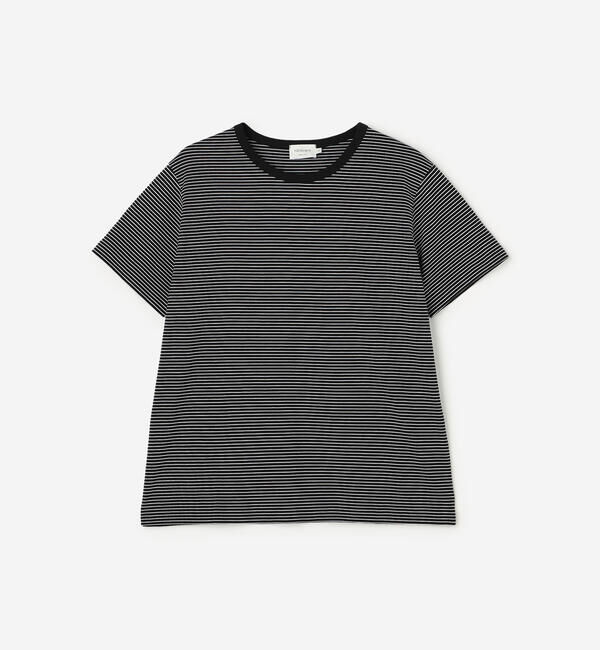 handvaerk「handvaerk | 60/2 クルーネック半袖Tシャツ STRIPE WOMEN」|Tシャツ・カットソー|