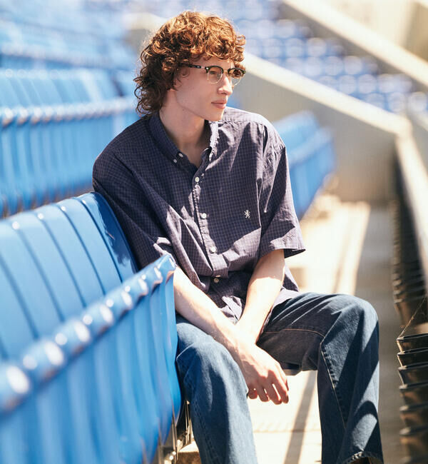 GYMPHLEX「Gymphlex | コットンワッシャー ボタンダウン半袖シャツ CHECK MEN」|シャツ・ブラウス|