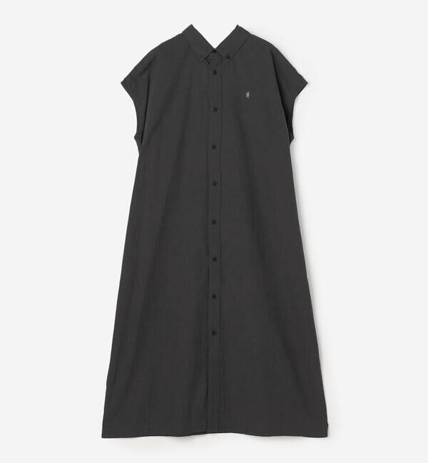 GYMPHLEX「Gymphlex | コットン スリーブレス ボタンダウンシャツワンピース WOMEN」|ワンピース|BLACK系1