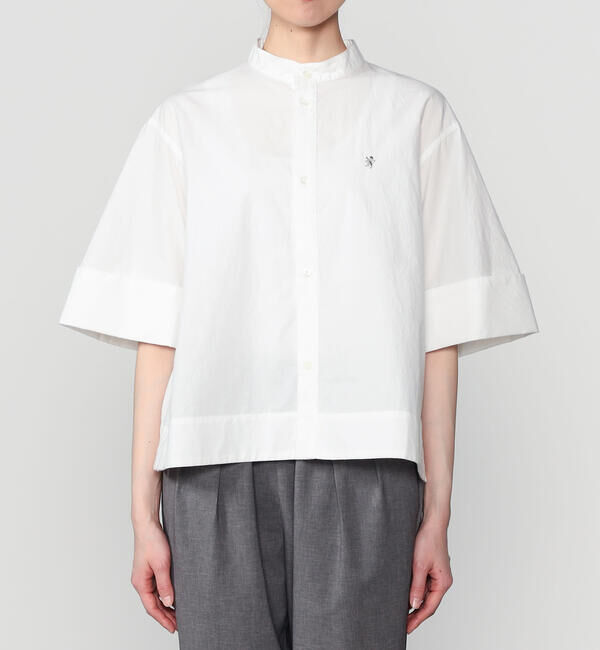 GYMPHLEX「Gymphlex | タイプライター スタンドカラー半袖シャツ WOMEN」|シャツ・ブラウス|