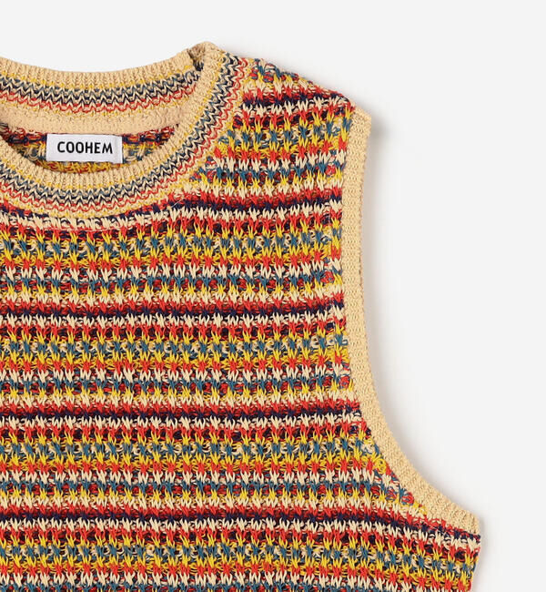 「COOHEM | マルチボーダー ニットベスト WOMEN」|ベスト・ジレ|