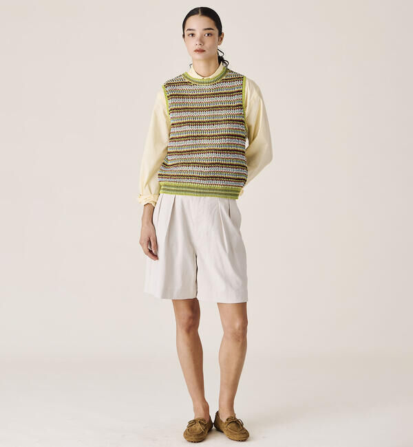  「COOHEM | マルチボーダー ニットベスト WOMEN」|ベスト・ジレ|