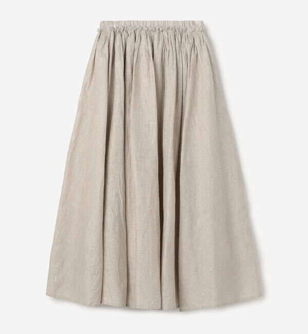 LE GLAZIK「LE GLAZIK | ウォッシュドリネン エラスティックフレアスカート WOMEN」|スカート|BEIGE