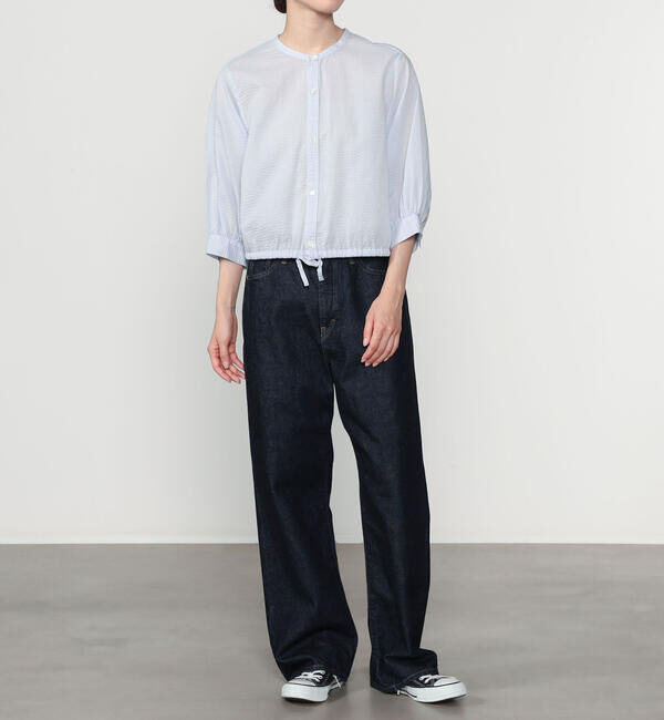 LE GLAZIK「LE GLAZIK | シアーサッカー カラーレスシャツ WOMEN」|シャツ・ブラウス|