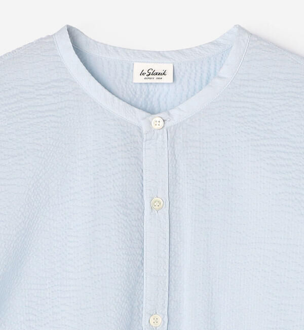 LE GLAZIK「LE GLAZIK | シアーサッカー カラーレスシャツ WOMEN」|シャツ・ブラウス|