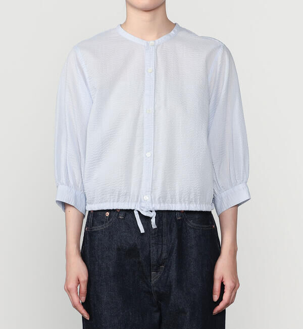 LE GLAZIK「LE GLAZIK | シアーサッカー カラーレスシャツ WOMEN」|シャツ・ブラウス|