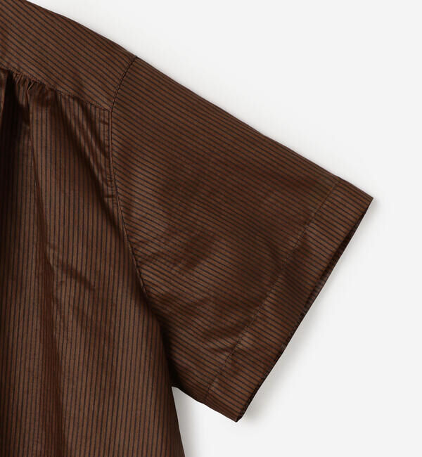 LE GLAZIK「LE GLAZIK | シアーボーダー スタンドカラープルオーバーシャツ WOMEN」|シャツ・ブラウス|